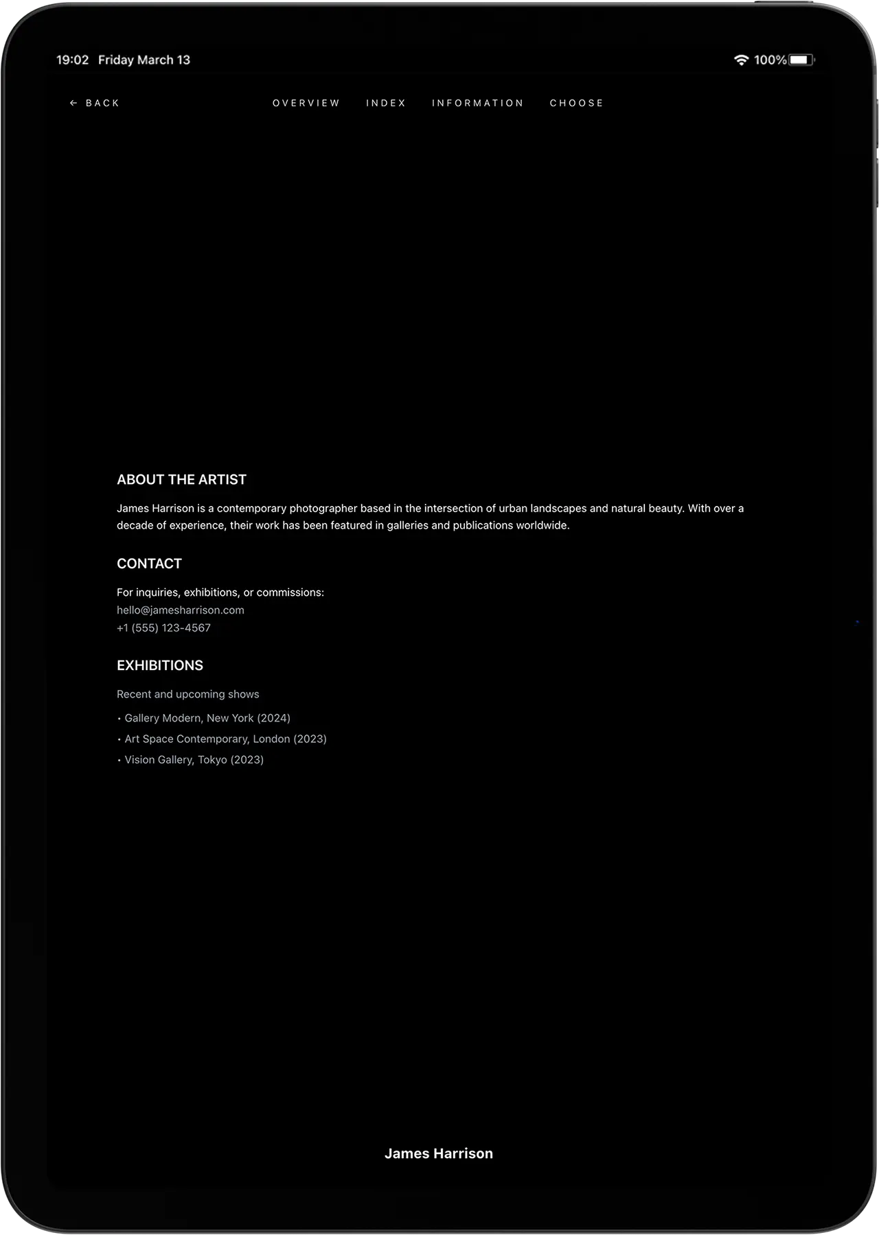 James Harrison iPad View